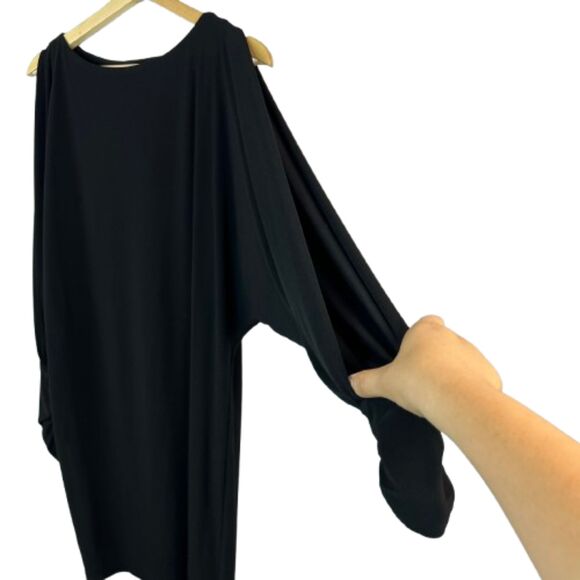 NWT Ralph Lauren Women's Cold Shoulder Slit Sleeve Black Dress Size XS -$140 - Picture 3 of 5